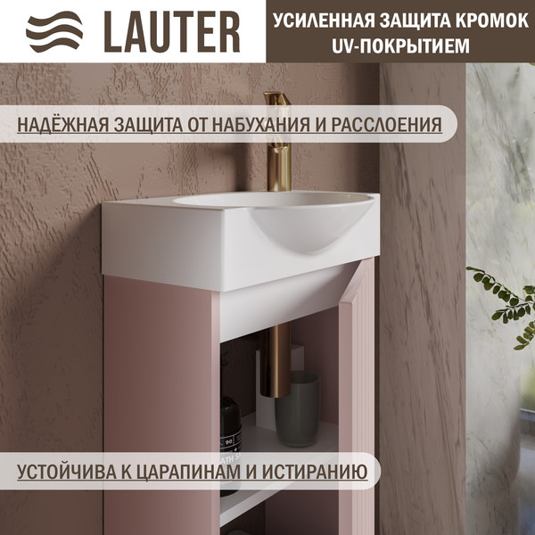 Изображение товара Тумба с умывальником Lauter Из искусственного мрамора Amelia 40 (пудрово-розовый п/мат)