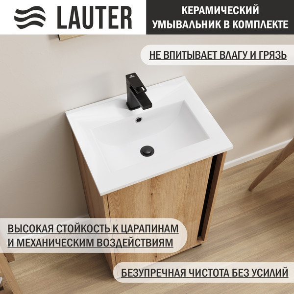 Изображение товара Тумба с умывальником Lauter Nika 49 (дуб эвок/черный)