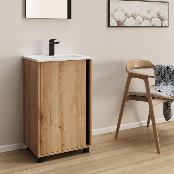 Изображение товара Тумба с умывальником Lauter Nika 49 (дуб эвок/черный)