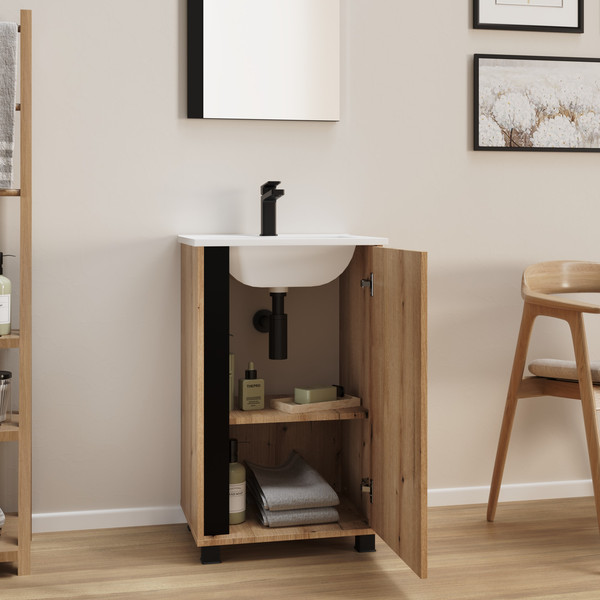 Изображение товара Тумба с умывальником Lauter Nika 49 (дуб эвок/черный)