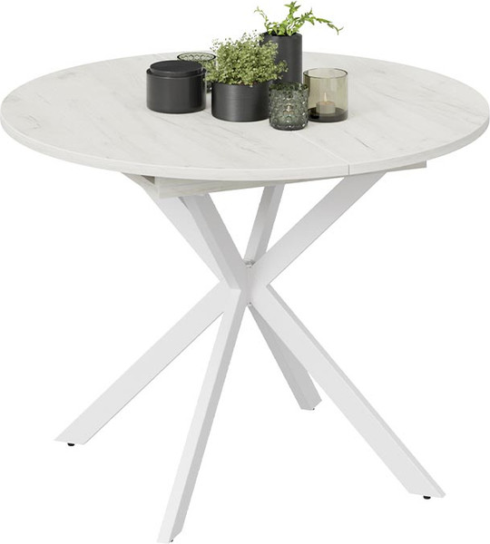 Изображение товара Обеденный стол ТриЯ Мэдисон раздвижной Тип 1 (белый муар/дуб крафт белый)