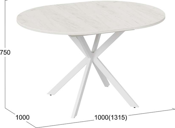 Изображение товара Обеденный стол ТриЯ Мэдисон раздвижной Тип 1 (белый муар/дуб крафт белый)