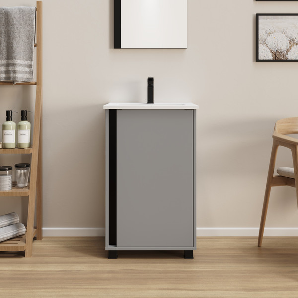 Изображение товара Тумба с умывальником Lauter Nika 49 (шиншилловый серый/черный)