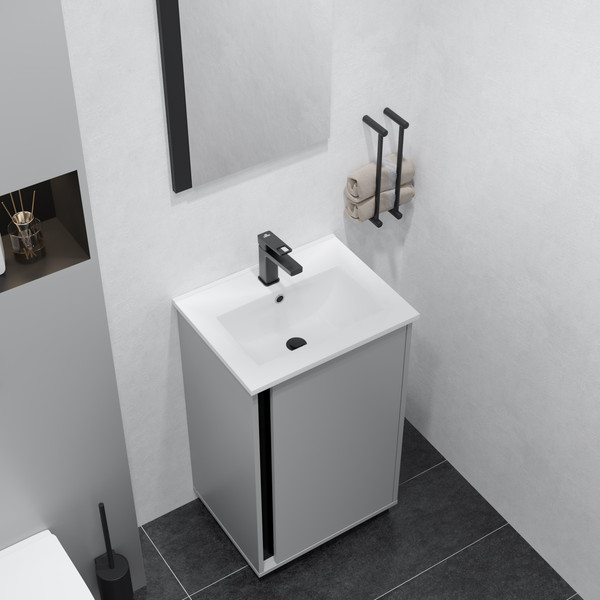 Изображение товара Тумба с умывальником Lauter Nika 49 (шиншилловый серый/черный)