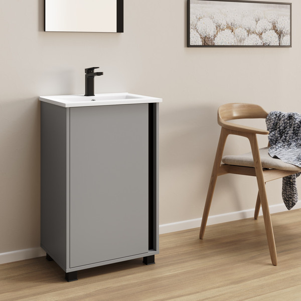 Изображение товара Тумба с умывальником Lauter Nika 49 (шиншилловый серый/черный)