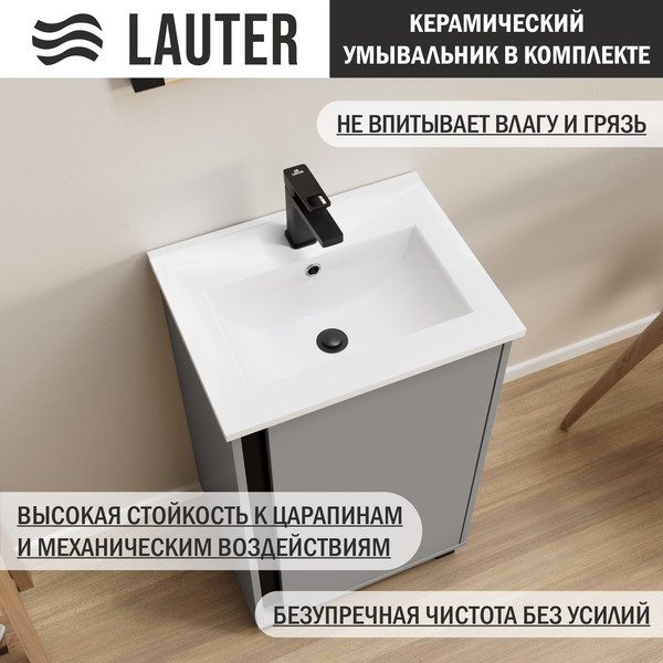 Изображение товара Тумба с умывальником Lauter Nika 49 (шиншилловый серый/черный)