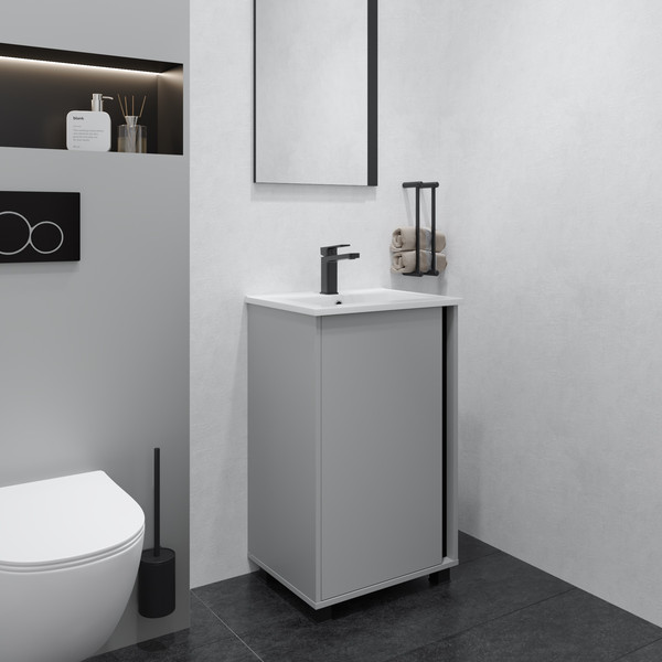 Изображение товара Тумба с умывальником Lauter Nika 49 (шиншилловый серый/черный)