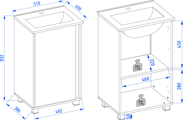 Изображение товара Тумба с умывальником Lauter Nika 49 (шиншилловый серый/черный)