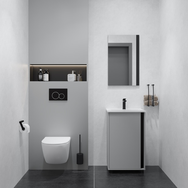 Изображение товара Тумба с умывальником Lauter Nika 49 (шиншилловый серый/черный)