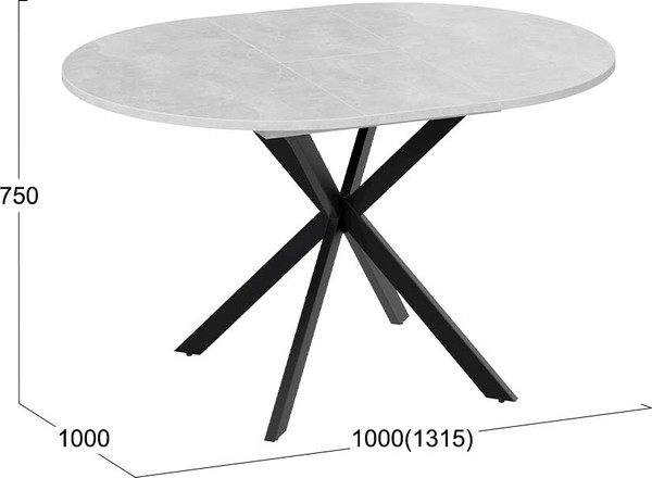 Изображение товара Обеденный стол ТриЯ Мэдисон раздвижной Тип 1 (черный муар/ателье светлый)