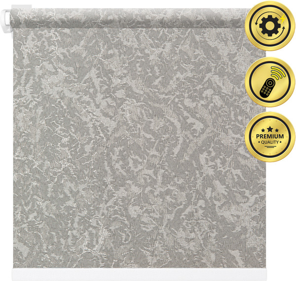 Изображение товара Рулонная электроштора НеоФьюжен Джерси 240х250 левая (серый, белая фурнитура)