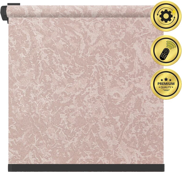 Изображение товара Рулонная электроштора НеоФьюжен Джерси 130х250 левая (пыльная роза, черная фурнитура)