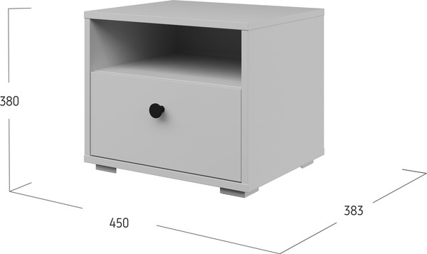 Изображение товара Прикроватная тумба Bravo Мебель Оскар 1 ящик без надстройки (белый снег/белый)