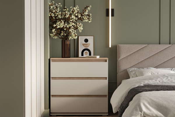 Изображение товара Комод Bravo Мебель Юта 3 ящика (персидский жемчуг/дуб торонто)