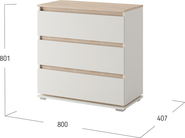 Изображение товара Комод Bravo Мебель Юта 3 ящика (персидский жемчуг/дуб торонто)