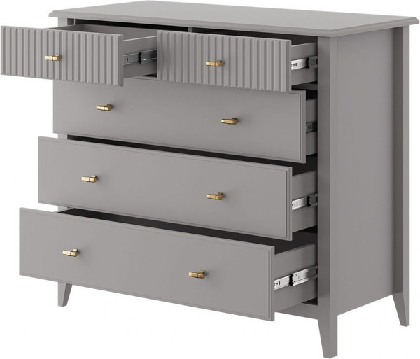 Изображение товара Комод Bravo Мебель Никеа 5 ящиков (серый шифер/лак антрацит)