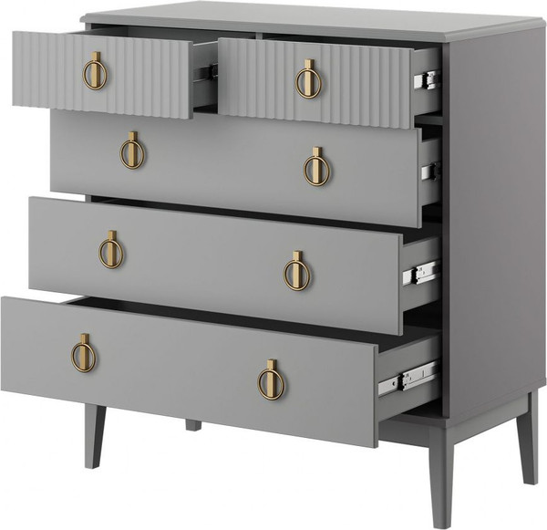 Изображение товара Комод Bravo Мебель Фарго 5 ящ. (серый шифер/лак антрацит)