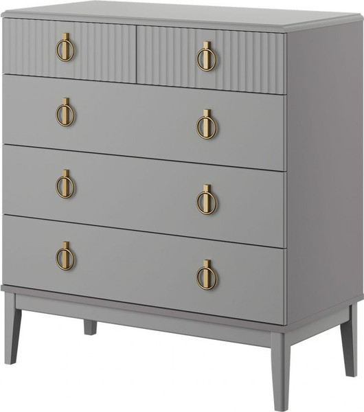 Изображение товара Комод Bravo Мебель Фарго 5 ящ. (серый шифер/лак антрацит)