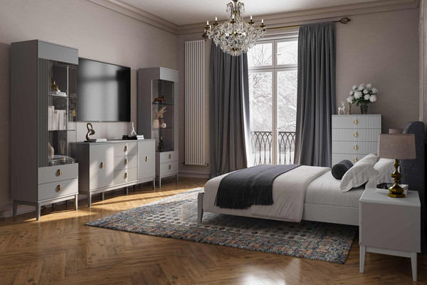 Изображение товара Прикроватная тумба Bravo Мебель Фарго (серый шифер/лак антрацит)