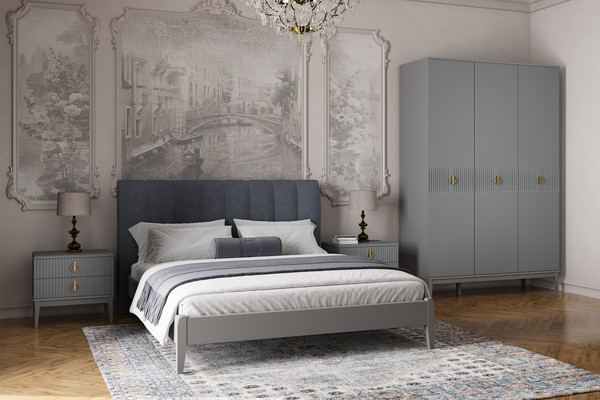 Изображение товара Прикроватная тумба Bravo Мебель Фарго (серый шифер/лак антрацит)