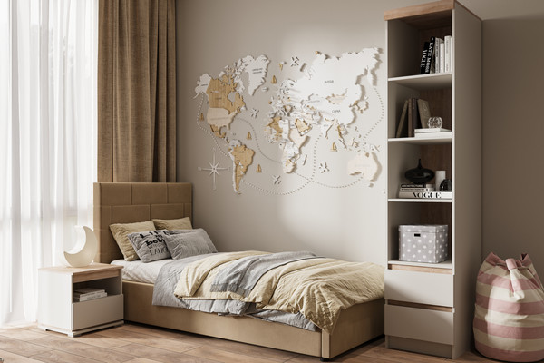 Изображение товара Прикроватная тумба Bravo Мебель Юта (персидский жемчуг/дуб торонто)