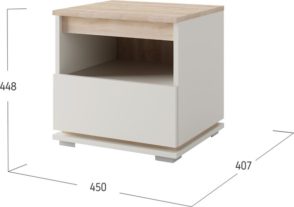 Изображение товара Прикроватная тумба Bravo Мебель Юта (персидский жемчуг/дуб торонто)