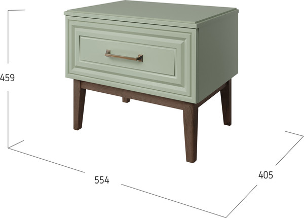 Изображение товара Прикроватная тумба Bravo Мебель Гориция (лак/зеленый самшит)