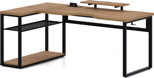 Изображение товара Компьютерный стол Millwood угловой Каир с полкой 200х120х93 (дуб золотой Craft/металл черный)