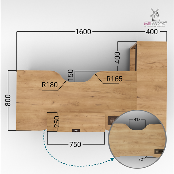 Изображение товара Компьютерный стол Millwood угловой Каир с полкой 200х120х93 (дуб золотой Craft/металл черный)