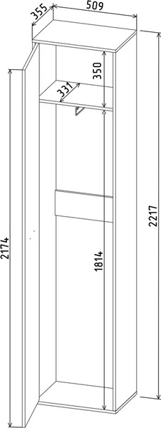 Изображение товара Шкаф-пенал Интерлиния Skill-23/1 (антрацит)