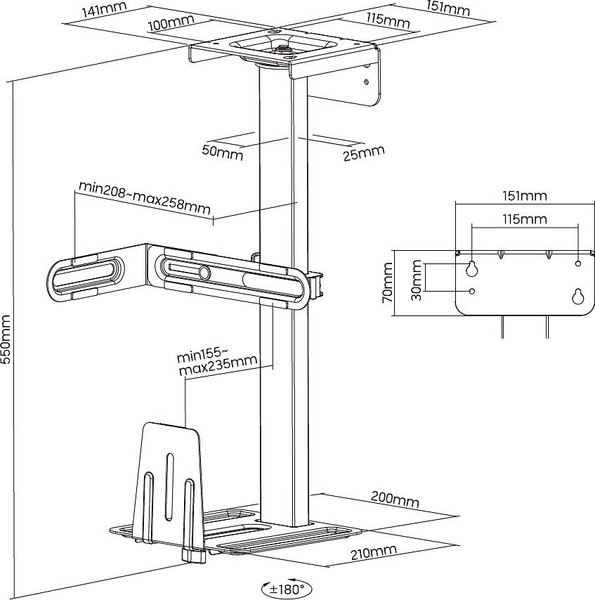 Изображение товара Кронштейн для системного блока Lumi CPB-25 (черный)