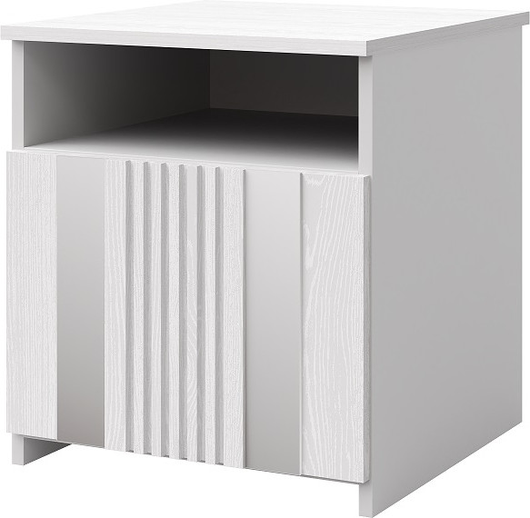 Изображение товара Прикроватная тумба Мебель-КМК 1ДН Харди КМК 0965.31 (белый текстурный/М3 ясень белый текстурный)