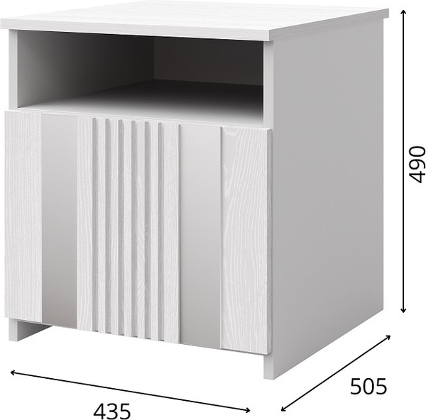 Изображение товара Прикроватная тумба Мебель-КМК 1ДН Харди КМК 0965.31 (белый текстурный/М3 ясень белый текстурный)