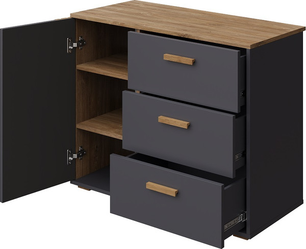 Изображение товара Тумба Мебель-КМК 1Д3Я Каен КМК 0991.11 (антрацит/дуб стирлинг/дуб артизан трюфель MDP 66)