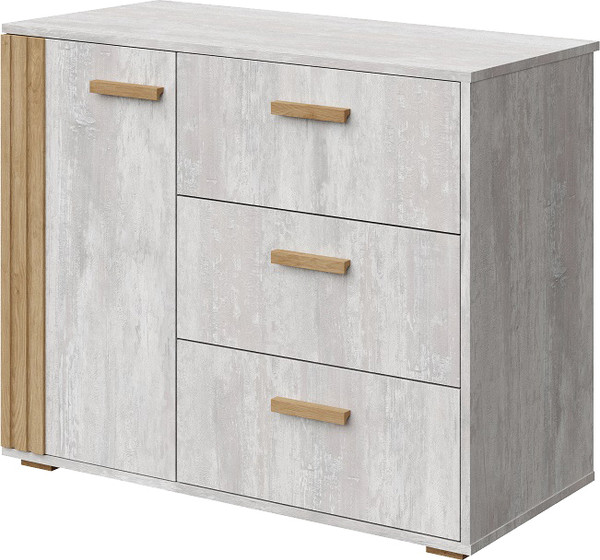 Изображение товара Тумба Мебель-КМК 1Д3Я Каен КМК 0991.11 (ледяное дерево/дуб артизан MDP 58-1)