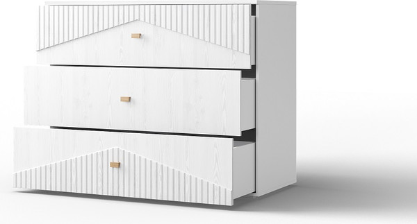 Изображение товара Комод Мебель-КМК 3Я Оливия КМК 0971.19 (белый текстурный/М3 ясень белый текстурный)