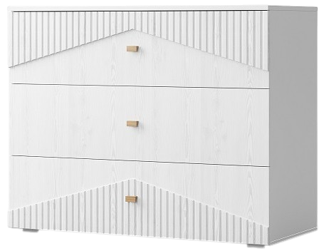 Изображение товара Комод Мебель-КМК 3Я Оливия КМК 0971.19 (белый текстурный/М3 ясень белый текстурный)