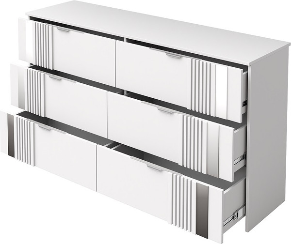 Изображение товара Комод Мебель-КМК 6Я Харди КМК 0965.43 (белый текстурный/М3 ясень белый текстурный)