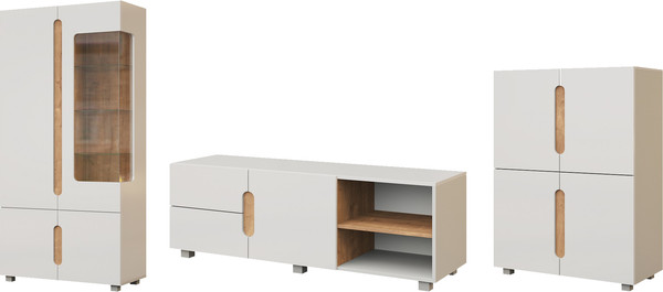 Изображение товара Горка Мебель-КМК Шанталь 4 КМК 1089 (аляска/дуб наварра/белый глянец)