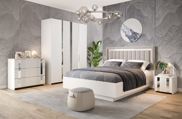 Изображение товара Комплект мебели для спальни Мебель-КМК Харди 11 КМК 1014 (белый текстурный/М3 ясень белый текстурный)