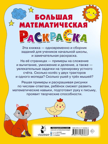 Изображение товара Раскраска АСТ Большая математическая раскраска, мягкая обложка