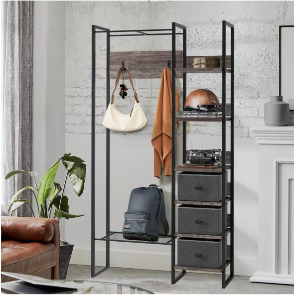 Изображение товара Стойка для одежды Древпром Рошелье ДП4-09 ЛДСП (черный матовый)