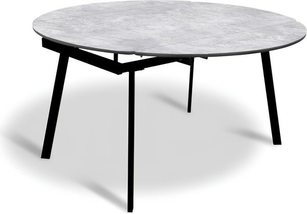 Изображение товара Обеденный стол Древпром Луна М146 ДП1-01-15 150x90-150 (бетон метрополитан/черный матовый)