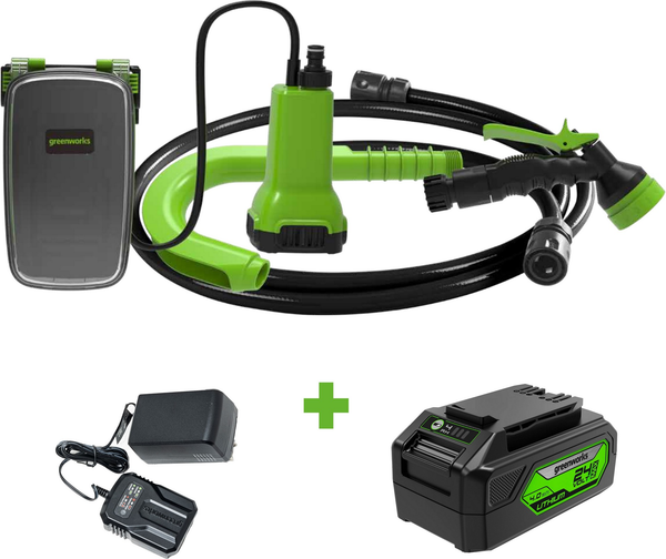 Изображение товара Садовый насос Greenworks G24SWP 24V / 3401007UB (с АКБ 4Ач и ЗУ)