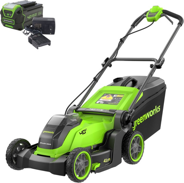 Изображение товара Газонокосилка аккумуляторная Greenworks GD40LM411 40V 41см / 2521007UG (c АКБ 5Ач и ЗУ)