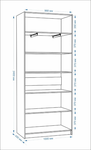 Изображение товара Шкаф-гармошка Евва Лайн ЛН-2D.450.01(2Z/2Z) (гикори кингстон)