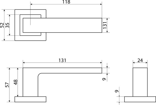 Изображение товара Ручка дверная Стандарт P72 BL (матовый черный квадрат)