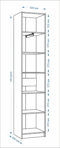 Изображение товара Шкаф-гармошка Евва Лайн ЛН-1D.450.01(0Z) (гикори кингстон)