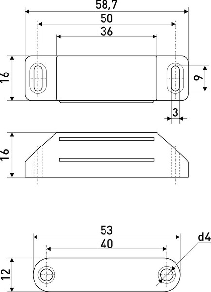 Изображение товара Защелка мебельная StahlBuro L-60 h-15 (4шт, белый)