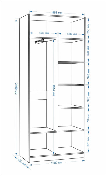 Изображение товара Шкаф-гармошка Евва Лайн ЛН-2D.450.02(0Z/0Z) (бодега белый)